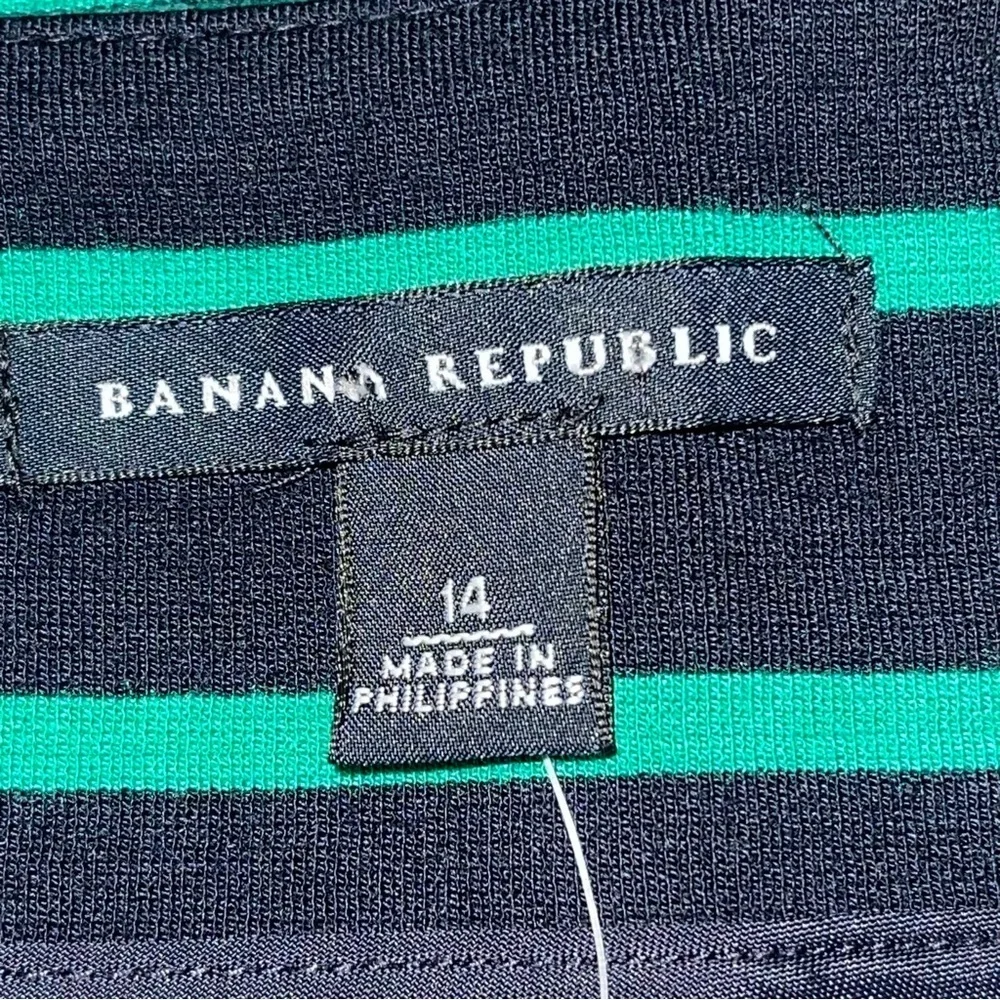 NWT Banana Republic Navy Blue & Green Knit Horizontal Striped Skirt, Size 14